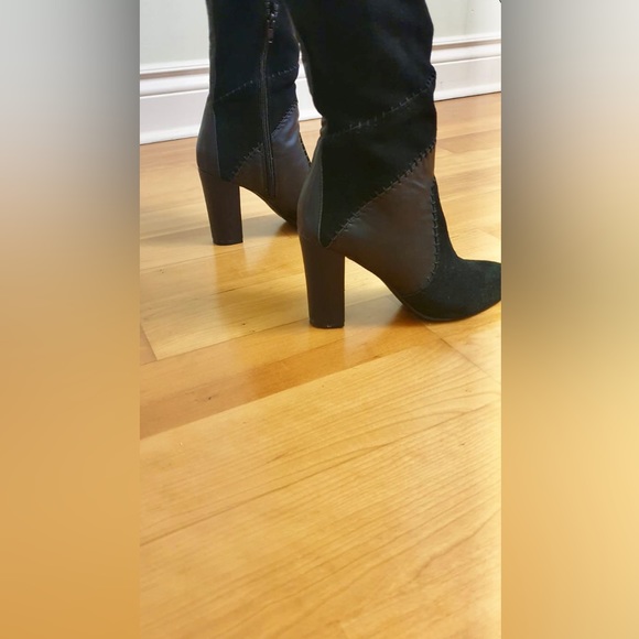 NEW BAR III OVER THE KNEE BLACK LEATHER AND SUEDE BOOTS- SIZE 7.5 M - Picture 4 of 9